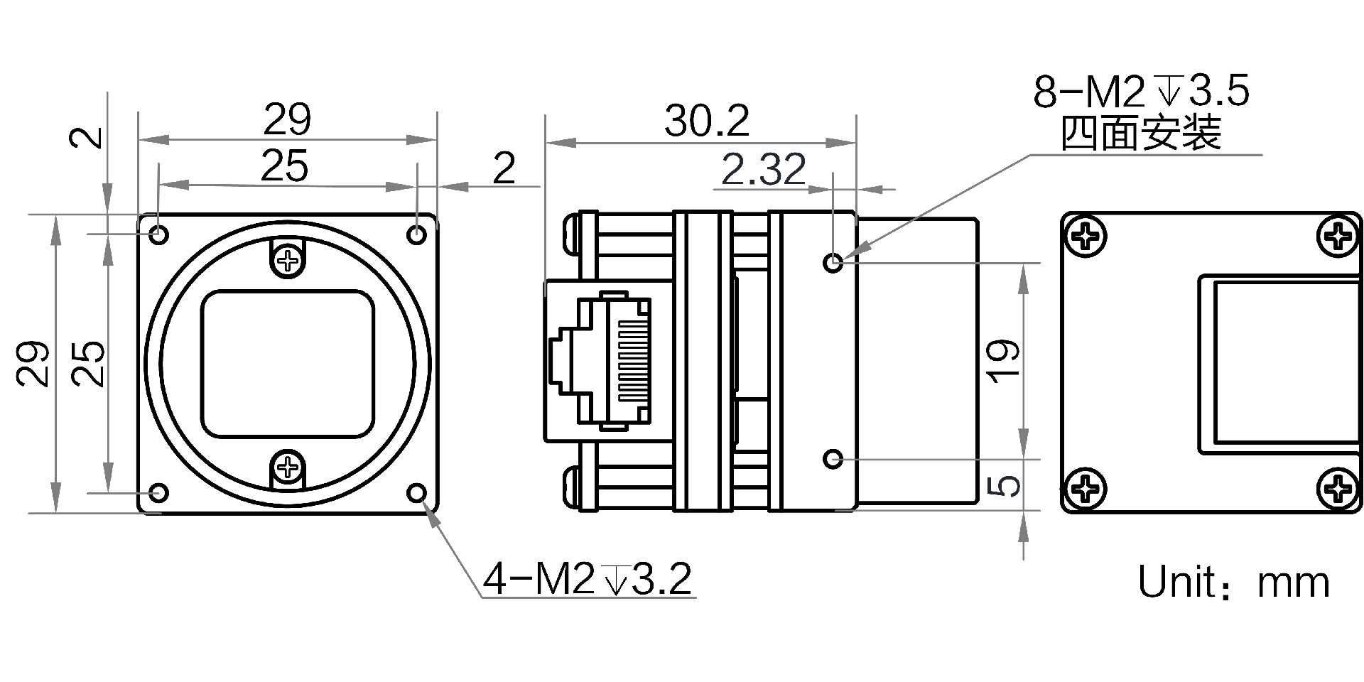 160萬像素網口板級相機,IMX296,黑白,C口前蓋.png image.png